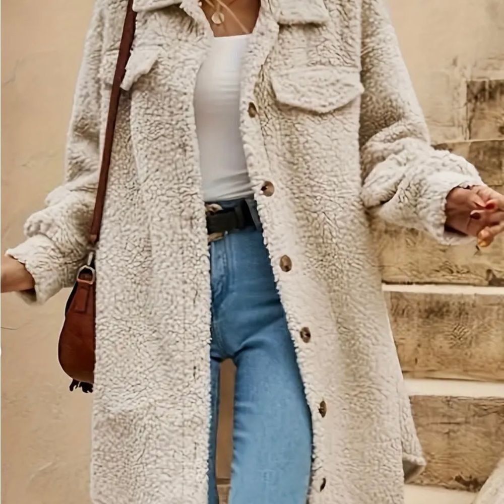 Teddy Sherpa Shirt Coat. Button down. Brand new 4x